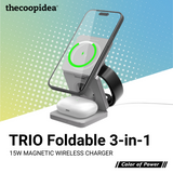 thecoopidea Trio Foldable 3 in 1 15W Magnetic Wireless Charger - Grey