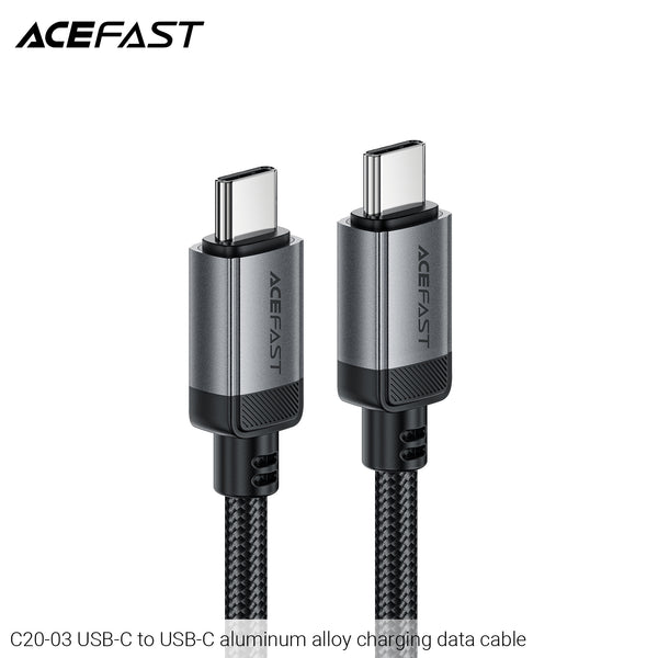 Acefast C20-03 USB-C to USB-C 60W Aluminum Alloy Charging Data Cable (1.2m) - Black