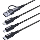 XPower ACX3 2in 3out Nylon Charging Cable (Micro USB, Type-C, Lightning) 1m