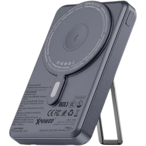 (3C Ver.)XPower M10R 7in1 10000mAh PD 3.0 Built-in Type-C PD / Lightning Cable + Wireless Charging + Power Bank with Stand