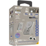 (3C Ver.)XPower M10R 7in1 10000mAh PD 3.0 Built-in Type-C PD / Lightning Cable + Wireless Charging + Power Bank with Stand