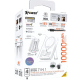 (3C Ver.)XPower M10R 7in1 10000mAh PD 3.0 Built-in Type-C PD / Lightning Cable + Wireless Charging + Power Bank with Stand