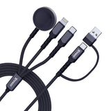 XPower 3X2W 6 IN 1 2IN 3 OUT 60W PD3.0 Aluminium Alloy Sync & Charge Cable - Grey