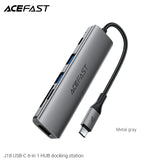 Acefast J18 USB-C 6-in-1 HUB Docking Station - Metal Gray
