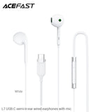 Acefast L7 USB-C Semi-In-Ear Wired Earphones With Mic - White