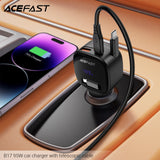 Acefast B17 95W Car Charger With Telescopic Cable - Black