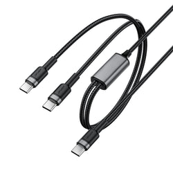 Acefast C22-02 USB-C to 2*USB-C 100W Aluminum Alloy Charging Data Cable - Black