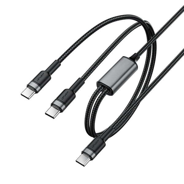 Acefast C22-02 USB-C to 2*USB-C 100W Aluminum Alloy Charging Data Cable - Black