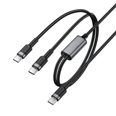 Acefast C22-02 USB-C to 2*USB-C 100W Aluminum Alloy Charging Data Cable - Black