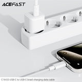 Acefast C18-03 USB-C to USB-C Braid Charging Data Cable - White