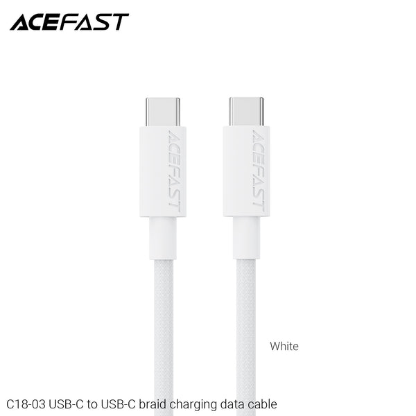 Acefast C18-03 USB-C to USB-C Braid Charging Data Cable - White