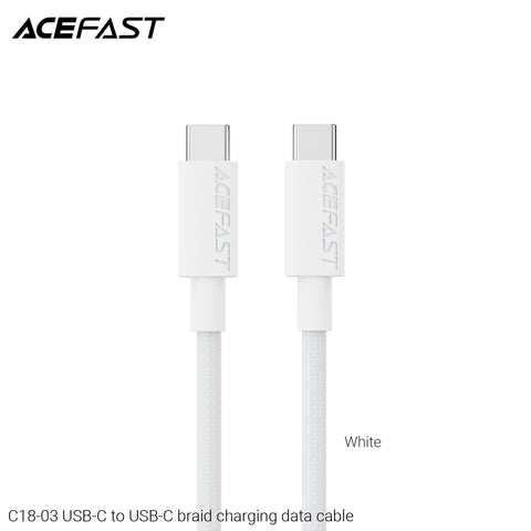 Acefast C18-03 USB-C to USB-C Braid Charging Data Cable - White