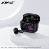 Acefast W6 Smart Screen Active Noise Cancelling True Wireless Earbuds - Black