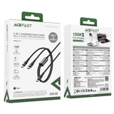 Acefast C22-02 USB-C to 2*USB-C 100W Aluminum Alloy Charging Data Cable - Black
