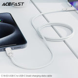 Acefast C18-03 USB-C to USB-C Braid Charging Data Cable - White