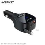 Acefast B17 95W Car Charger With Telescopic Cable - Black