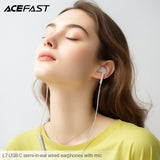 Acefast L7 USB-C Semi-In-Ear Wired Earphones With Mic - White