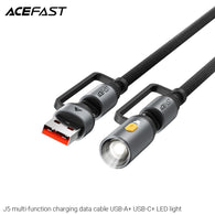 Acefast J5 Multi-Function Charging Data Cable USB-A+ USB-C+ LED Light
