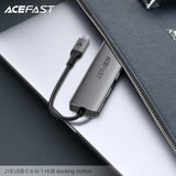 Acefast J18 USB-C 6-in-1 HUB Docking Station - Metal Gray