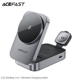 Acefast E22 Desktop 3-in-1 Wireless Charging Holder - Metal Grey