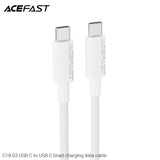 Acefast C18-03 USB-C to USB-C Braid Charging Data Cable - White