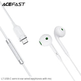 Acefast L7 USB-C Semi-In-Ear Wired Earphones With Mic - White