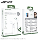 Acefast L7 USB-C Semi-In-Ear Wired Earphones With Mic - White