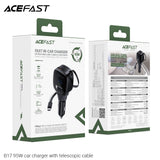 Acefast B17 95W Car Charger With Telescopic Cable - Black