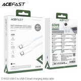 Acefast C18-03 USB-C to USB-C Braid Charging Data Cable - White