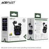 Acefast W6 Smart Screen Active Noise Cancelling True Wireless Earbuds - Black