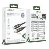 Acefast C23-03 USB-C to USB-C 60W Intelligent Power-Off Charging Data Cable (1.2m) - Black