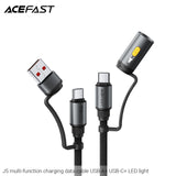 Acefast J5 Multi-Function Charging Data Cable USB-A+ USB-C+ LED Light