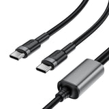 Acefast C22-02 USB-C to 2*USB-C 100W Aluminum Alloy Charging Data Cable - Black