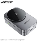 Acefast E22 Desktop 3-in-1 Wireless Charging Holder - Metal Grey