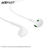 Acefast L7 USB-C Semi-In-Ear Wired Earphones With Mic - White