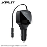 Acefast B17 95W Car Charger With Telescopic Cable - Black