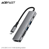 Acefast J18 USB-C 6-in-1 HUB Docking Station - Metal Gray