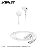 Acefast L7 USB-C Semi-In-Ear Wired Earphones With Mic - White