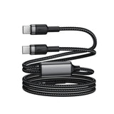 Acefast C22-02 USB-C to 2*USB-C 100W Aluminum Alloy Charging Data Cable - Black