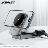 Acefast E22 Desktop 3-in-1 Wireless Charging Holder - Metal Grey