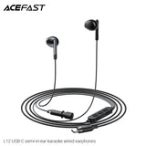 Acefast L12 USB-C Semi-In-Ear Karaoke Wired Earphones - Black