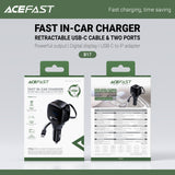 Acefast B17 95W Car Charger With Telescopic Cable - Black