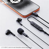 Acefast L12 USB-C Semi-In-Ear Karaoke Wired Earphones - Black