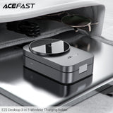 Acefast E22 Desktop 3-in-1 Wireless Charging Holder - Metal Grey
