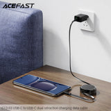 Acefast C13-03 USB-C to USB-C 60W Dual Retraction Charging Data Cable (0.8m) - Black