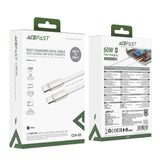 Acefast C24-03 Ultra-Thin Charging Data Cable USB-C to USB-C 60W (1.2m) - White