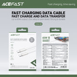 Acefast C24-03 Ultra-Thin Charging Data Cable USB-C to USB-C 60W (1.2m) - White