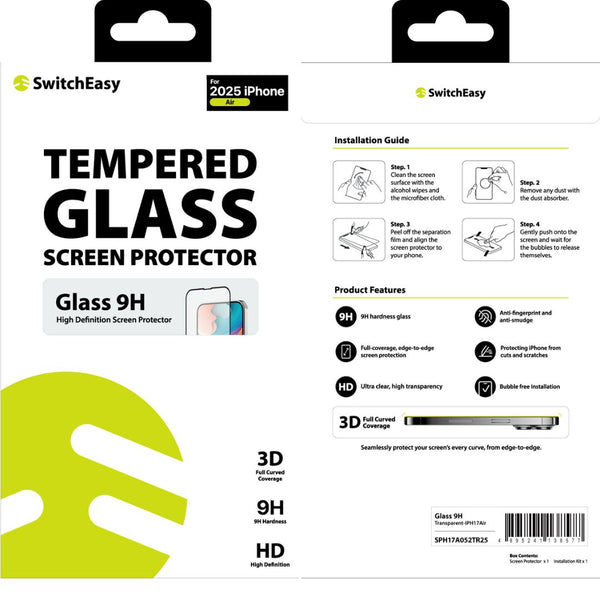 SwitchEasy Glass 9H Tempered Glass Screen Protector for iPhone 17