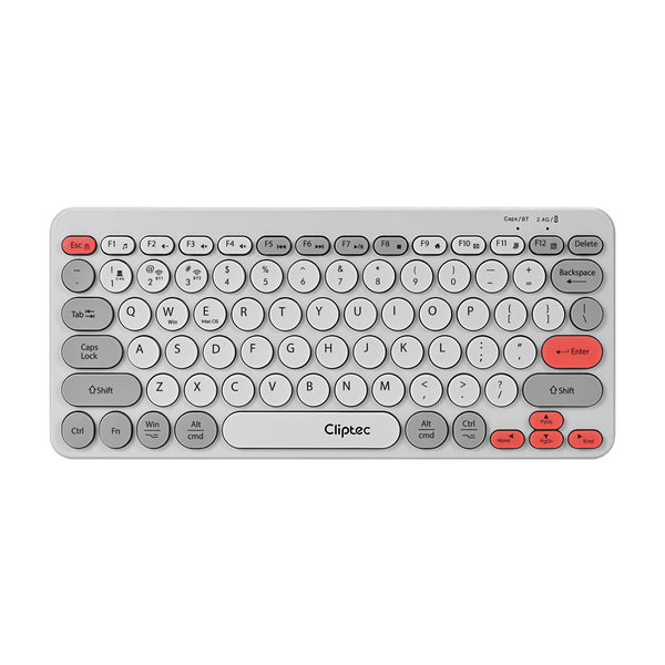 Cliptec RZK530 Dual Mode Rechargeable Wireless Multimedia Silent Keyboard - Grey