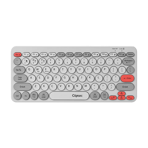 Cliptec RZK530 Dual Mode Rechargeable Wireless Multimedia Silent Keyboard - Grey